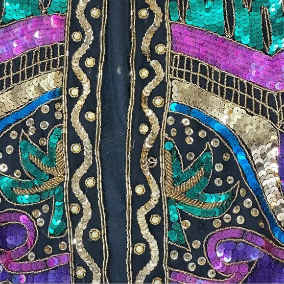 Jakelin Designs vintage silk sequin statement jacket XL - Picture 5 of 16